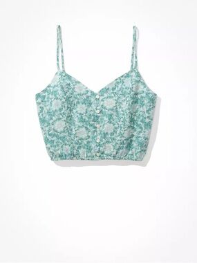 American Eagle Outfitters Mint Green Floral Cropped Cami